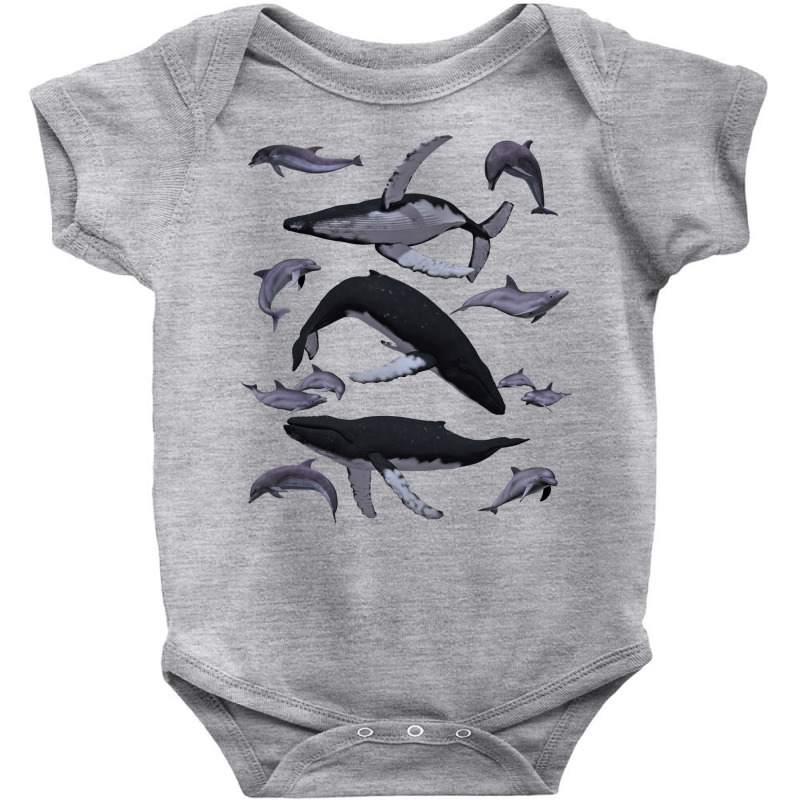 Whale Dolphin Vintage Ocean Life Preppy Marine Biologist Sweatshirt Baby Bodysuit | Artistshot