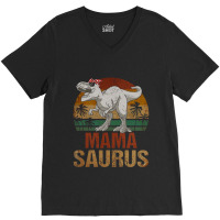 Christmas Mama Saurus V-neck Tee | Artistshot