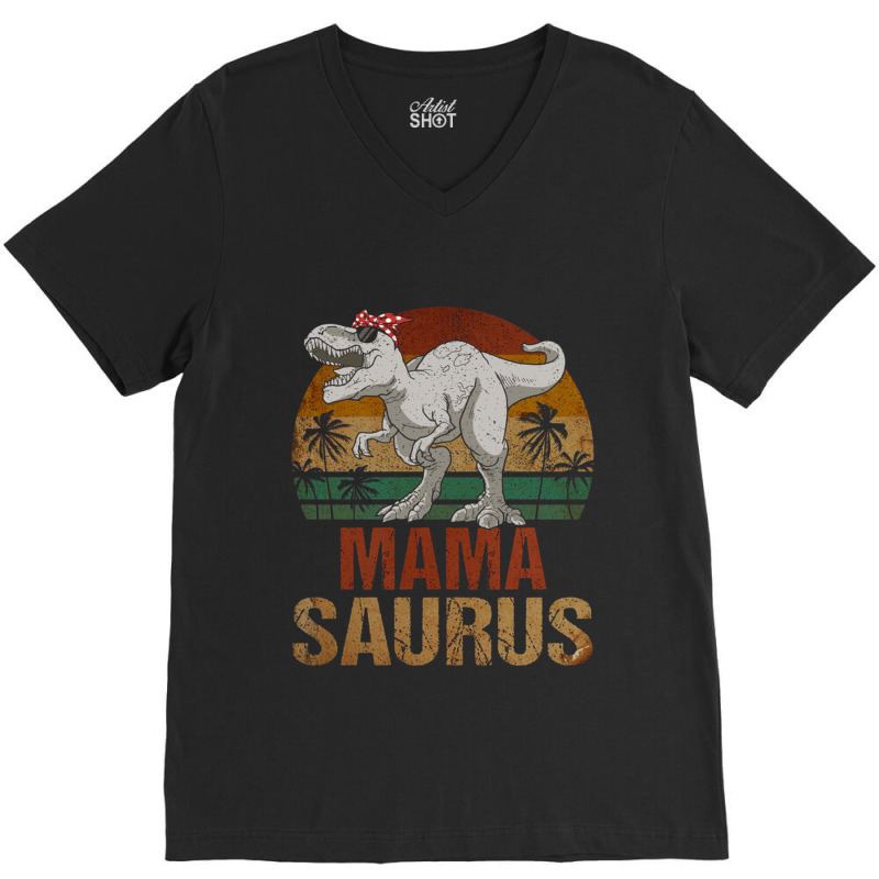 Christmas Mama Saurus V-neck Tee | Artistshot