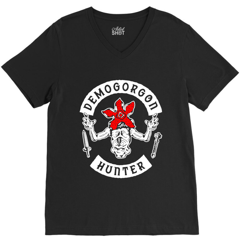 Logotipo Stranger Demogorgon V-Neck Tee by Semprol | Artistshot