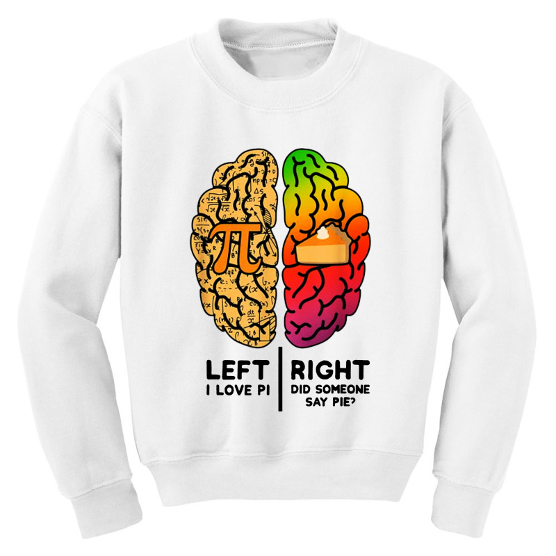 I Love Pi Brain Pi Day Youth Sweatshirt by Bull Tees | Artistshot