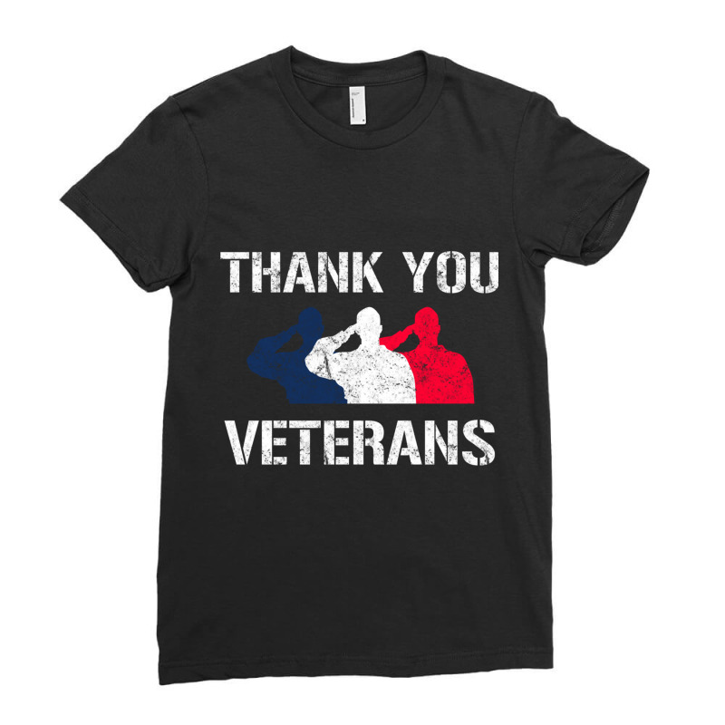 Thank You Veterans Day Salute Military Appreciation Soldiers Sweatshir Ladies Fitted T-Shirt by cm-arts | Artistshot