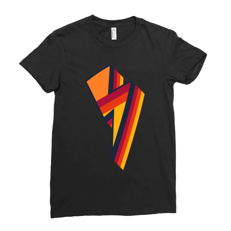 3d Colorful Lightning Bolt - Lightning Bolt Ladies Fitted T-Shirt by cm-arts | Artistshot