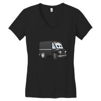 Black Mini Van Cartoon Women's V-neck T-shirt | Artistshot