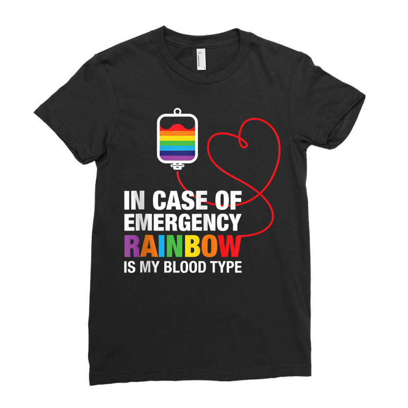 Pride Month Rainbow Is My Blood Type Lgbt Flag Tank Top Ladies Fitted T-Shirt by cm-arts | Artistshot