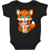 Kawaii Fox Bubble Boba Tea Fox Japanese Anime Bubble Tea Fox T Shirt Baby Bodysuit | Artistshot