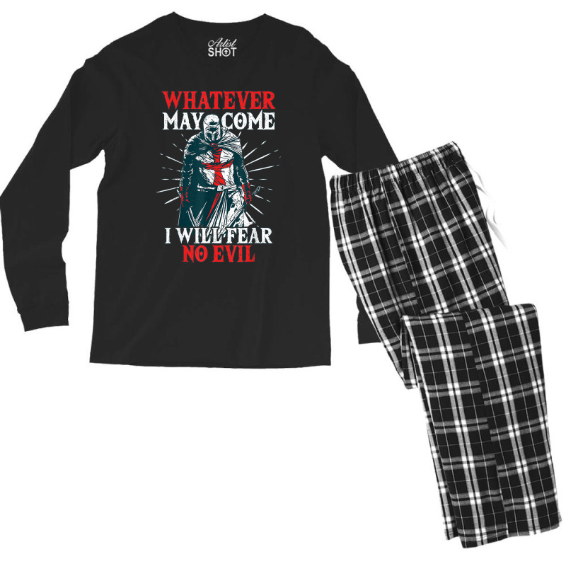 Templar Knight Costume I Will Fear No Evil Holy Crusader Men's Long Sleeve Pajama Set | Artistshot