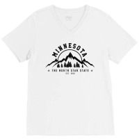 Minnesota North Star State Est. 1858 Vintage Mountains Gift V-neck Tee | Artistshot