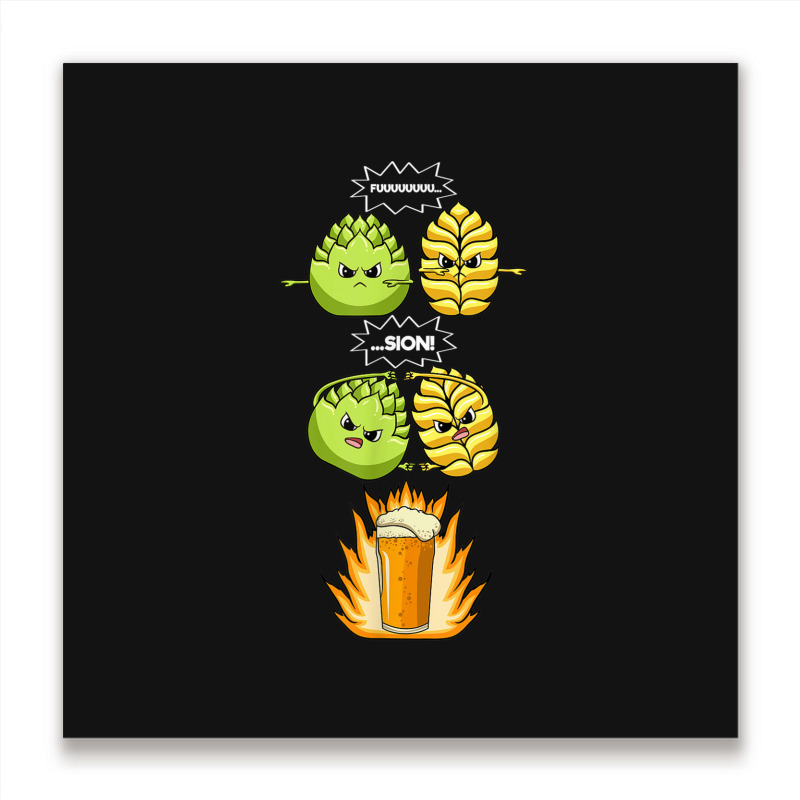 Beer Fusion Barley Malt And Hops Funny Beer Drinking Metal Print Square | Artistshot