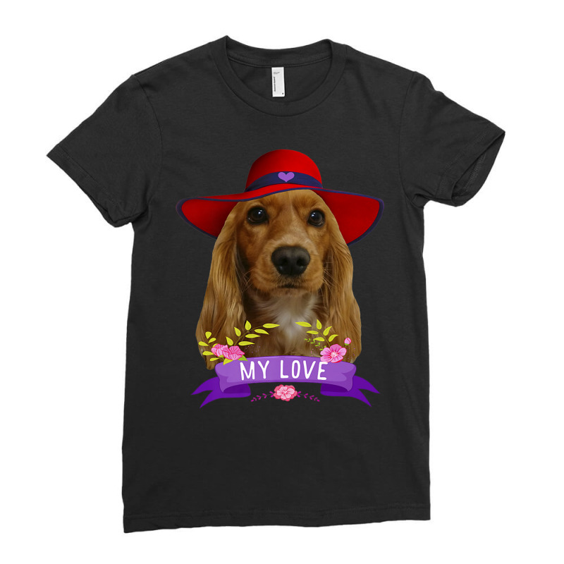 Cocker Spaniel Shirt Pop Art Love Cocker Spaniels Dad Mom Premium T Sh Ladies Fitted T-Shirt by cm-arts | Artistshot