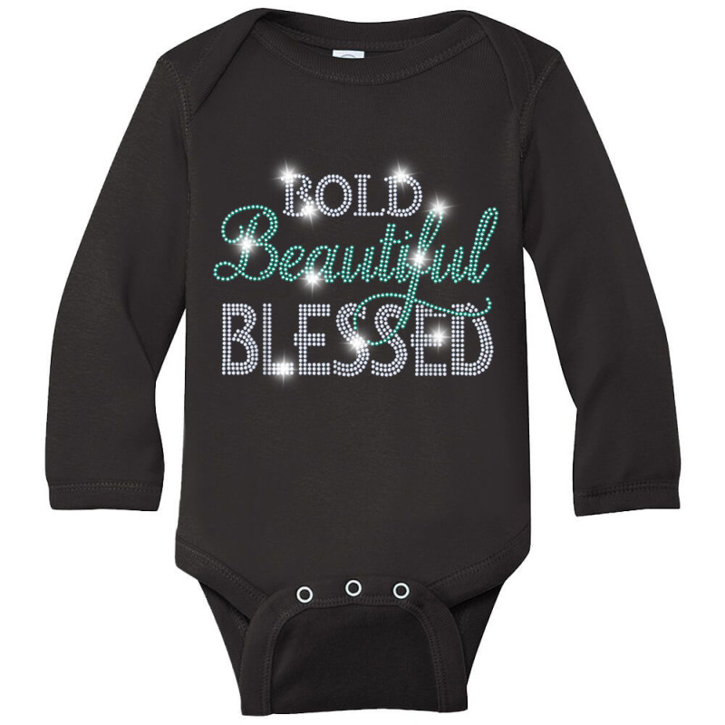 Bold Beautiful Blessed Rhinestones Design Christian Tee T Shirt Long Sleeve Baby Bodysuit by cm-arts | Artistshot