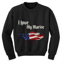 Distressed Support Military I Love My Marine Flag Marine Tank Top Youth Sweatshirt | Artistshot