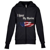 Distressed Support Military I Love My Marine Flag Marine Tank Top Youth Zipper Hoodie | Artistshot