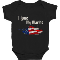 Distressed Support Military I Love My Marine Flag Marine Tank Top Baby Bodysuit | Artistshot