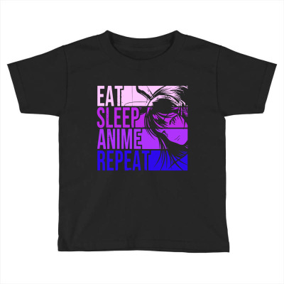 Eat Sleep Anime Repeat Toddler T-shirt Designed By Ilal