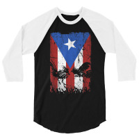 Cock Fight Gallos Gallero Fighting Rooster Puerto Rico Flag 3/4 Sleeve Shirt | Artistshot