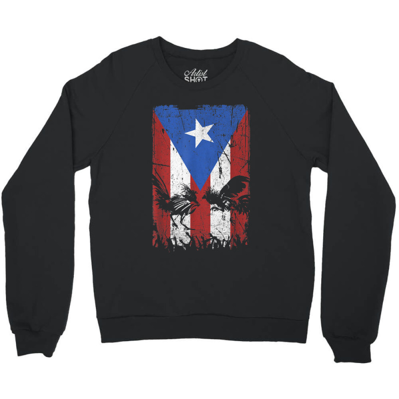 Cock Fight Gallos Gallero Fighting Rooster Puerto Rico Flag Crewneck Sweatshirt by DarionMurray | Artistshot