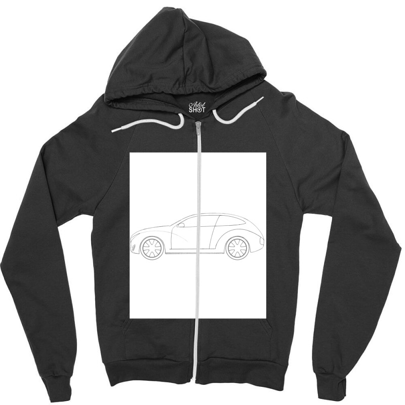 Car Technical Drawing - Shooting Brake Zipper Hoodie | Artistshot