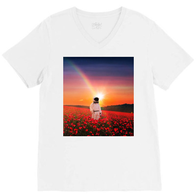 Fall To The Red Planet V-neck Tee Designed By Rapart
