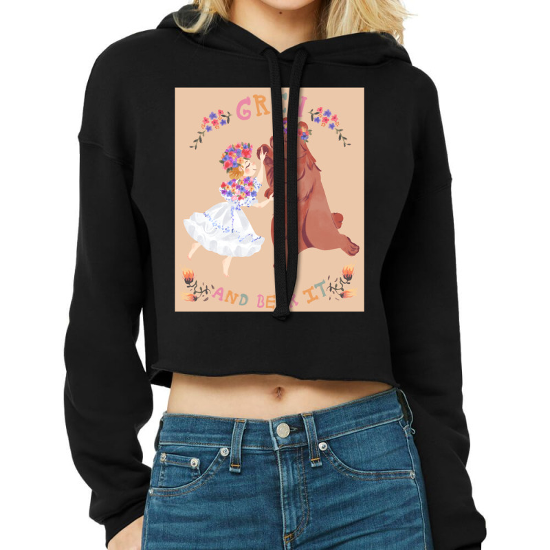 Grin And Bear It Cropped Hoodie by cm-arts | Artistshot