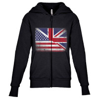 British American Flag T Shirt Great Britain Union Jack . Youth Zipper Hoodie | Artistshot