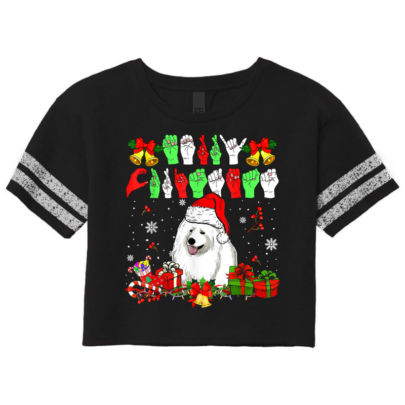 Merry Christmas Hands Sign Language Santa Samoyed Lover T Shirt Scorecard Crop Tee by cm-arts | Artistshot