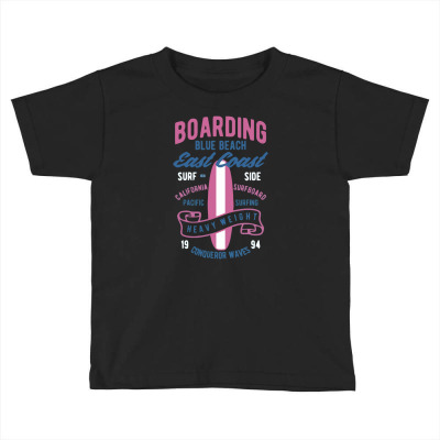 Boarding Blue Beach Toddler T-shirt Designed By Daraart