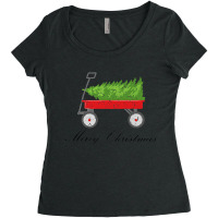 Red Wagon Bringing Home Christmas Tree Premium T Shirt Women's Triblend Scoop T-shirt | Artistshot