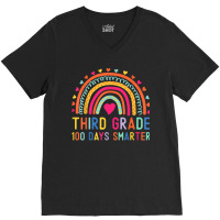 Third Grade 100 Days Smarter Rainbows 100th Day Of School V-neck Tee | Artistshot