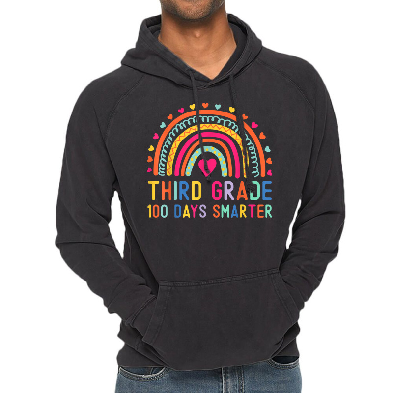 Third Grade 100 Days Smarter Rainbows 100th Day Of School Vintage Hoodie | Artistshot