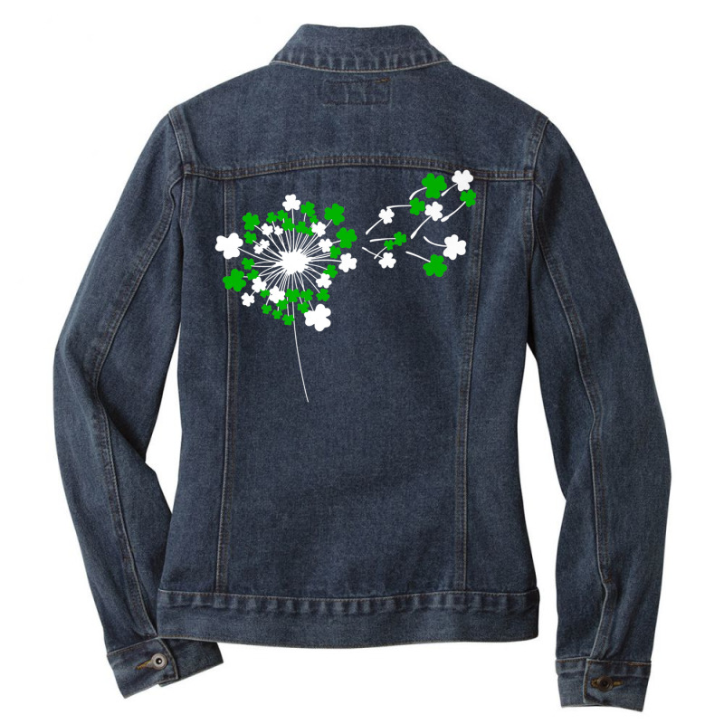 Dandelion St Patrick Day Women Irish Lucky Shamrock Clover Premium T S Ladies Denim Jacket by nyce | Artistshot