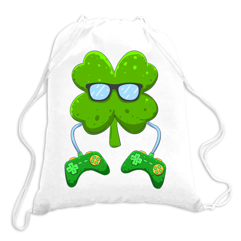 Irish Gamer Controller Shamrock Boys Men St Patricks Day T Shirt Drawstring Bags by tea.fashion | Artistshot