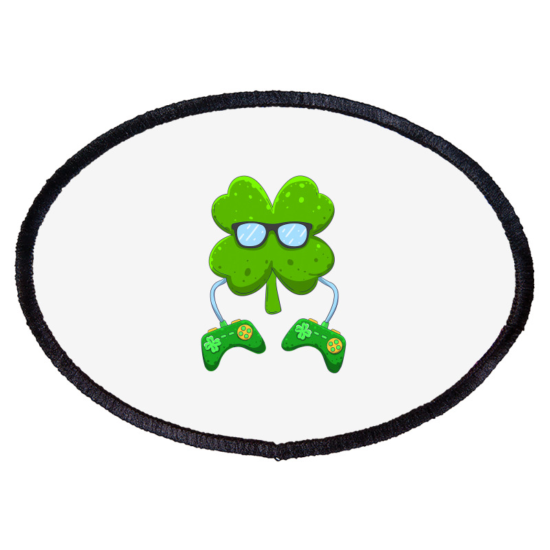 Irish Gamer Controller Shamrock Boys Men St Patricks Day T Shirt Oval Patch by tea.fashion | Artistshot