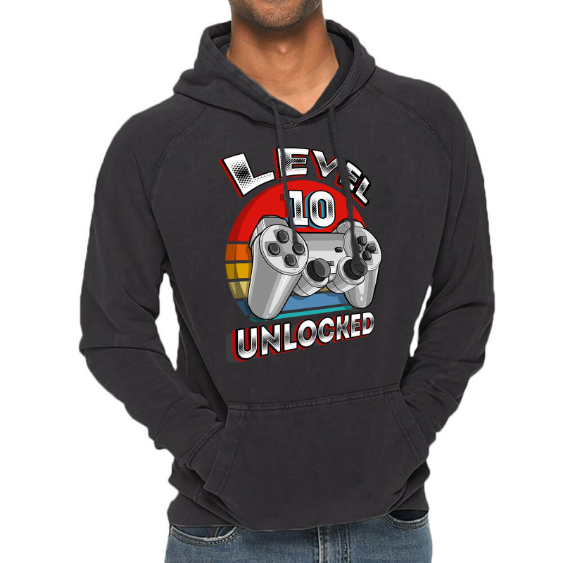 Level 10 Unlocked Matching Video Game 10th Birthday Gift Boy T Shirt Vintage Hoodie | Artistshot