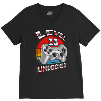 Level 13 Unlocked Matching Video Game 13th Birthday Gift Boy T Shirt V-neck Tee | Artistshot