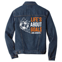 Life's About Goals And Assists Field Sports Game Ball Lover T Shirt Men Denim Jacket | Artistshot