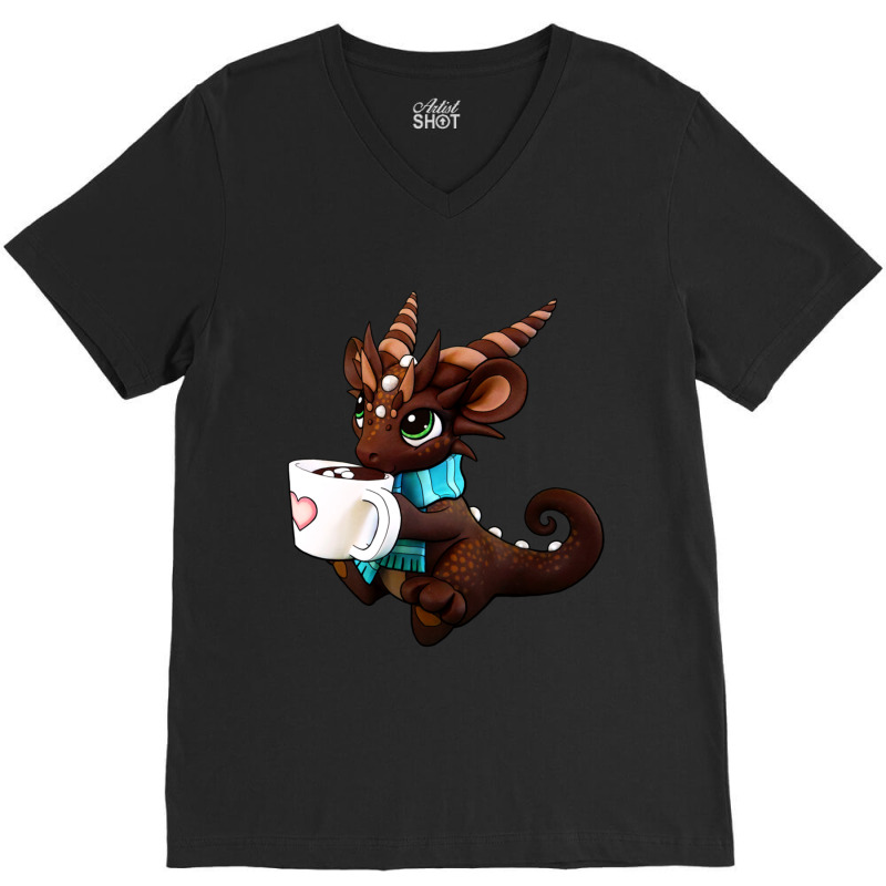 Hot Cocoa Dragon V-Neck Tee by cm-arts | Artistshot