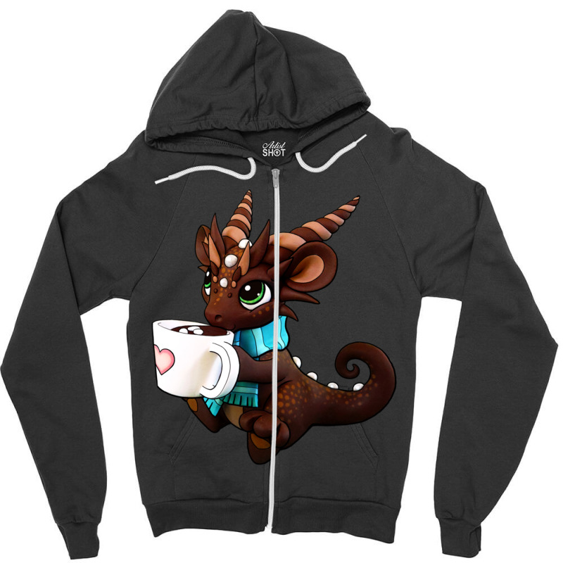 Hot Cocoa Dragon Zipper Hoodie by cm-arts | Artistshot