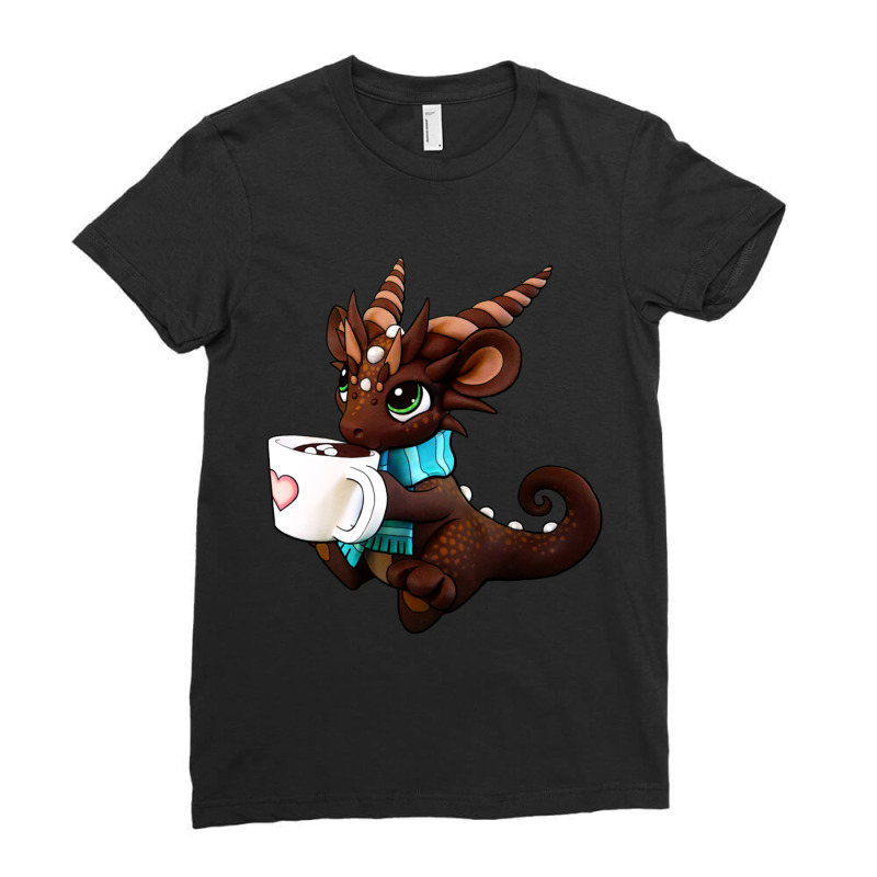 Hot Cocoa Dragon Ladies Fitted T-Shirt by cm-arts | Artistshot