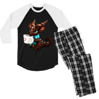 Hot Cocoa Dragon Men's 3/4 Sleeve Pajama Set | Artistshot