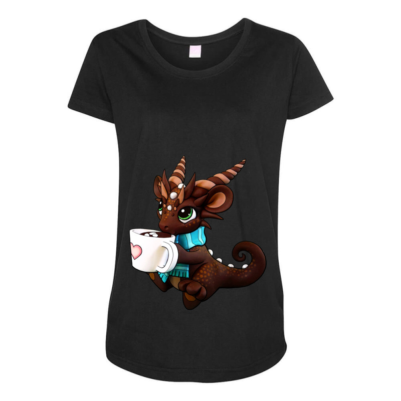 Hot Cocoa Dragon Maternity Scoop Neck T-shirt by cm-arts | Artistshot