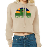 Combine Harvesting Corn Field  Farming Under A Harvest Moon T Shirt Cropped Hoodie | Artistshot