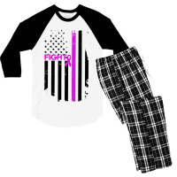 Breast Cancer Fight Ribbon Flag Men's 3/4 Sleeve Pajama Set | Artistshot