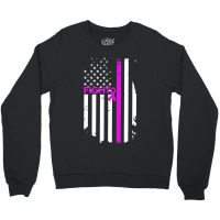 Breast Cancer Fight Ribbon Flag Crewneck Sweatshirt | Artistshot