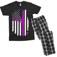 Breast Cancer Fight Ribbon Flag Men's T-shirt Pajama Set | Artistshot