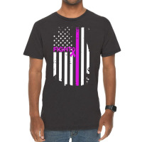 Breast Cancer Fight Ribbon Flag Vintage T-shirt | Artistshot