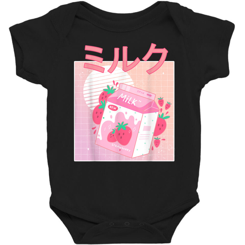 Funny Retro 90s Japanese Kawaii Strawberry Milk Shake Carton T Shirt Baby Bodysuit by cm-arts | Artistshot