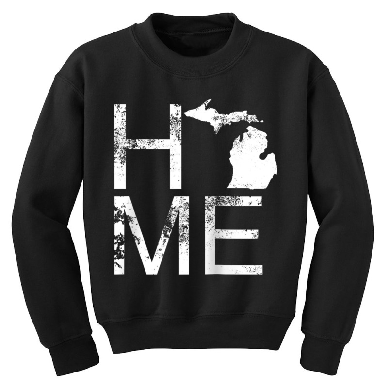 Vintage Michigan Home Mi State Map Love Wolverine State Raglan Basebal Youth Sweatshirt | Artistshot