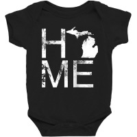 Vintage Michigan Home Mi State Map Love Wolverine State Raglan Basebal Baby Bodysuit | Artistshot