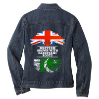 British Grown With Pakistani Roots  Gift For Pakistani With Roots From Ladies Denim Jacket | Artistshot